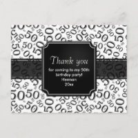 Merci 50 Motif de nombres aléatoires Noir/Blanc