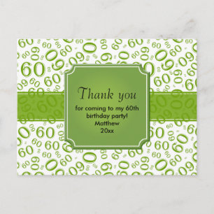 Carte Postale Merci 60 Motif de Nombre Aléatoire Vert/Blanc