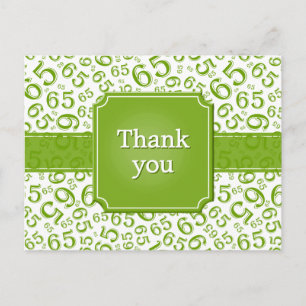 Carte Postale Merci 65 Motif de nombres Vert/Blanc