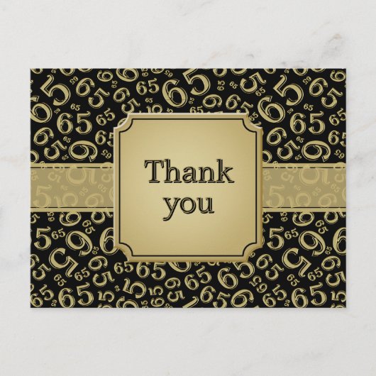Carte Postale Merci 65 Motif de Numéro Or/Noir (Devant)