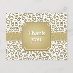 Carte Postale Merci 65 Motif Numérique Or/Blanc