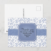 Carte Postale Merci 70e Anniversaire Motif Numéro Bleu/Blanc (Devant / Derrière)