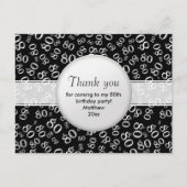 Carte Postale Merci : 80 motif de numéro d'anniversaire noir et  (Devant)