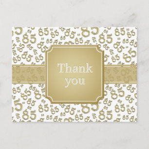 Carte Postale Merci 85 Motif de nombres Or/Blanc