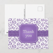 Carte Postale Merci 85 Motif de Numéro Violet/Blanc (Devant / Derrière)
