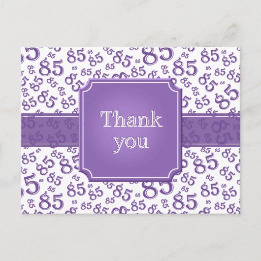 Carte Postale Merci 85 Motif de Numéro Violet/Blanc (Devant)