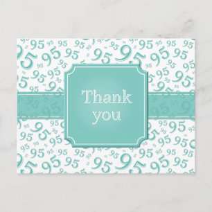 Carte Postale Merci 95 Motif de nombres Turquoise/Blanc