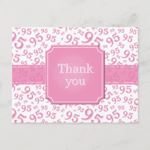 Carte Postale Merci 95 Motif Numérique Rose/Blanc