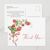 Carte Postale Merci à Baby shower de fraise à l'aquarelle tendan (Devant / Derrière)