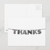 Carte Postale Merci à Bunting Patterned noir et blanc (Devant / Derrière)