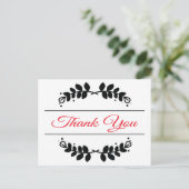 Carte postale Merci à cadre de feuilles florales r (Debout devant)