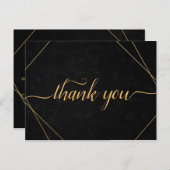 Carte Postale Merci à cadre géométrique noir et or chic (Devant / Derrière)