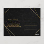 Carte Postale Merci à cadre géométrique noir et or chic (Dos)