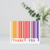 Carte postale Merci à code-barres coloré (Debout devant)