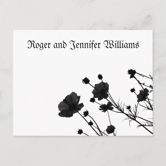 Carte Postale Merci à fleurs noir (Devant)