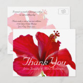 Carte Postale Merci à fleurs tropicales de l'Hibiscus rouge (Devant / Derrière)
