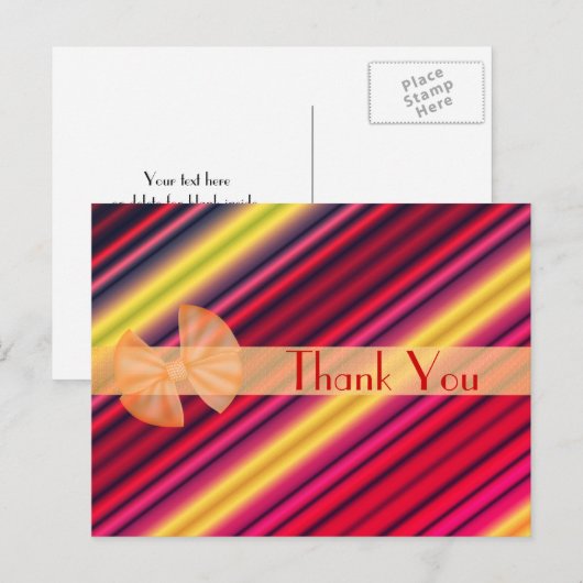 Carte postale Merci à motif rayé coloré (Devant / Derrière)