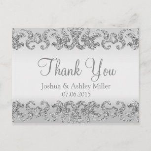 Carte Postale Merci à Parties scintillant argent