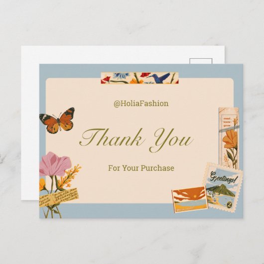 Carte postale Merci à thème vintage (Devant / Derrière)