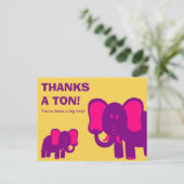 Carte Postale Merci A Ton | Eléphants roses mignons Merci (Debout devant)