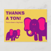 Carte Postale Merci A Ton | Eléphants roses mignons Merci (Devant)