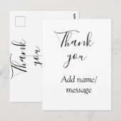 Carte Postale Merci ajoutez nom message simple calligraphie élég (Devant / Derrière)