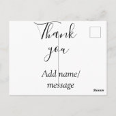 Carte Postale Merci ajoutez nom message simple calligraphie élég (Dos)