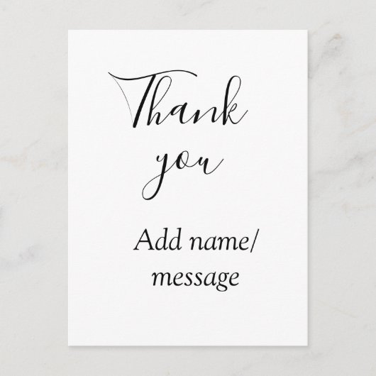 Carte Postale Merci ajoutez nom message simple calligraphie élég (Devant)