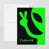 Carte Postale Merci Alien Peekaboo Noir et Vert (Devant / Derrière)