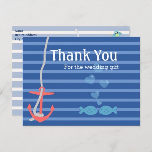 Carte Postale Merci Ancre de plage (Devant / Derrière)