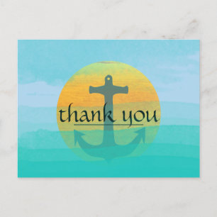 Carte Postale Merci Ancre nautique Blue Sky Moon