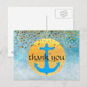 Carte Postale Merci Ancre nautique Confetti Parties scintillant  (Devant / Derrière)