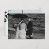 Carte postale Merci : Anémone et delphinium bleu (Devant / Derrière)