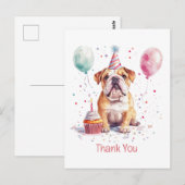 Carte Postale Merci Anniversaire Bouledogue Anglais (Devant / Derrière)