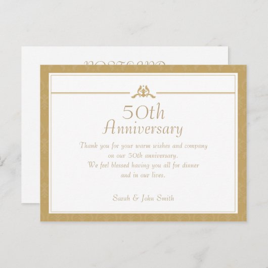 Carte postale Merci Anniversaire Or (Devant / Derrière)