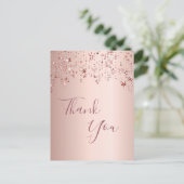 Carte Postale Merci anniversaire rose étoiles brillantes or (Debout devant)