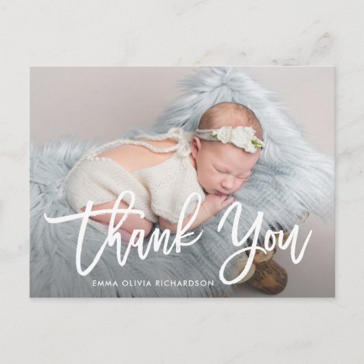 Carte Postale Merci | Annonce de naissance avec photo de style m (Devant)