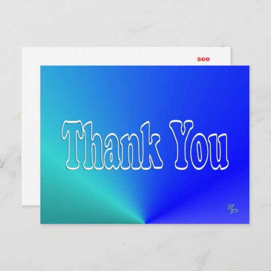 Carte Postale Merci Aqua-Bleu - blanc (Devant / Derrière)