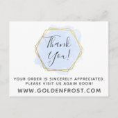 Carte Postale Merci Aquarelle bleu clair et Geo Or moderne (Devant)