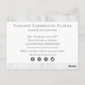 Carte Postale Merci aquarelle Floral & Bois rustique Coupon (Dos)