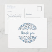 Carte Postale Merci aquarelle florale bleue (Devant / Derrière)