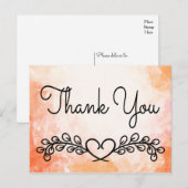 Carte Postale Merci Aquarelle Orange Black Laurel Coeur (Devant / Derrière)