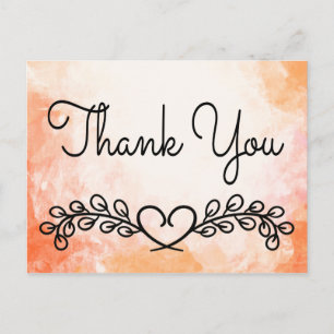 Carte Postale Merci Aquarelle Orange Black Laurel Coeur