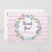 Carte Postale Merci Aquarelle Succulent Cactus Bois rustique (Devant / Derrière)