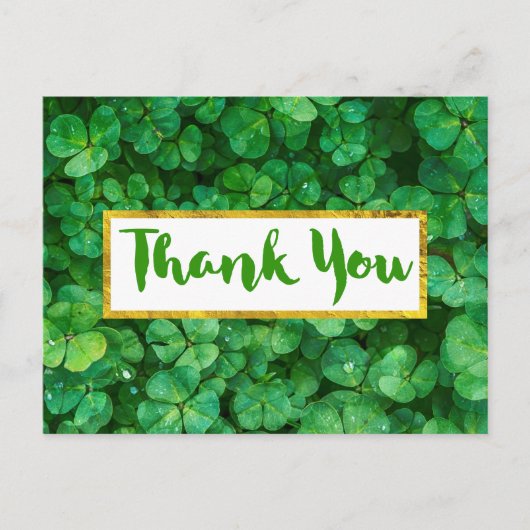 Carte Postale Merci Arrière - plan Feuille de Clover vert (Devant)