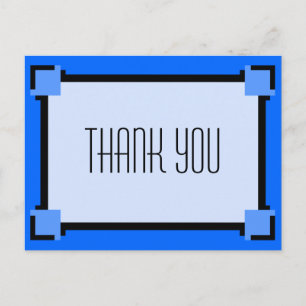 Carte postale Merci Art déco géométrique bleue
