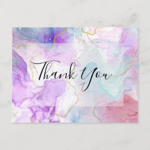 Carte Postale Merci aux couleurs fluides Violet, Vert, Rose