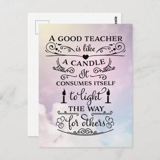 Carte Postale Merci aux Enseignants (Devant / Derrière)