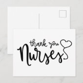 Carte Postale Merci aux infirmières | Écriture fantaisie (Devant / Derrière)
