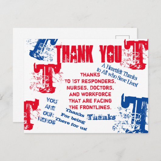 CARTE POSTALE MERCI AUX MÉDECINS, INFIRMIÈRES ET PREMIERS INTERV (Devant / Derrière)